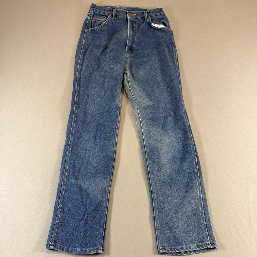 Vintage Lee Jeans Womens 14 Long Medium Wash Blue High Rise Straight Denim USA